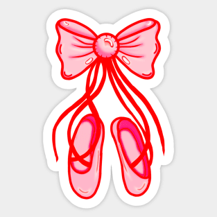 Pink And Red Pointe Shoes Sticker